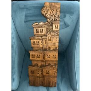 Vintage Hand Carved Wood Berati Albania Wall Hanger Souvenir